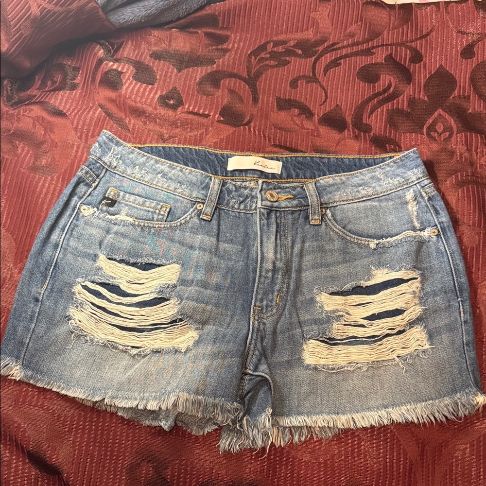 KanCan Blue Distressed Jean Shorts